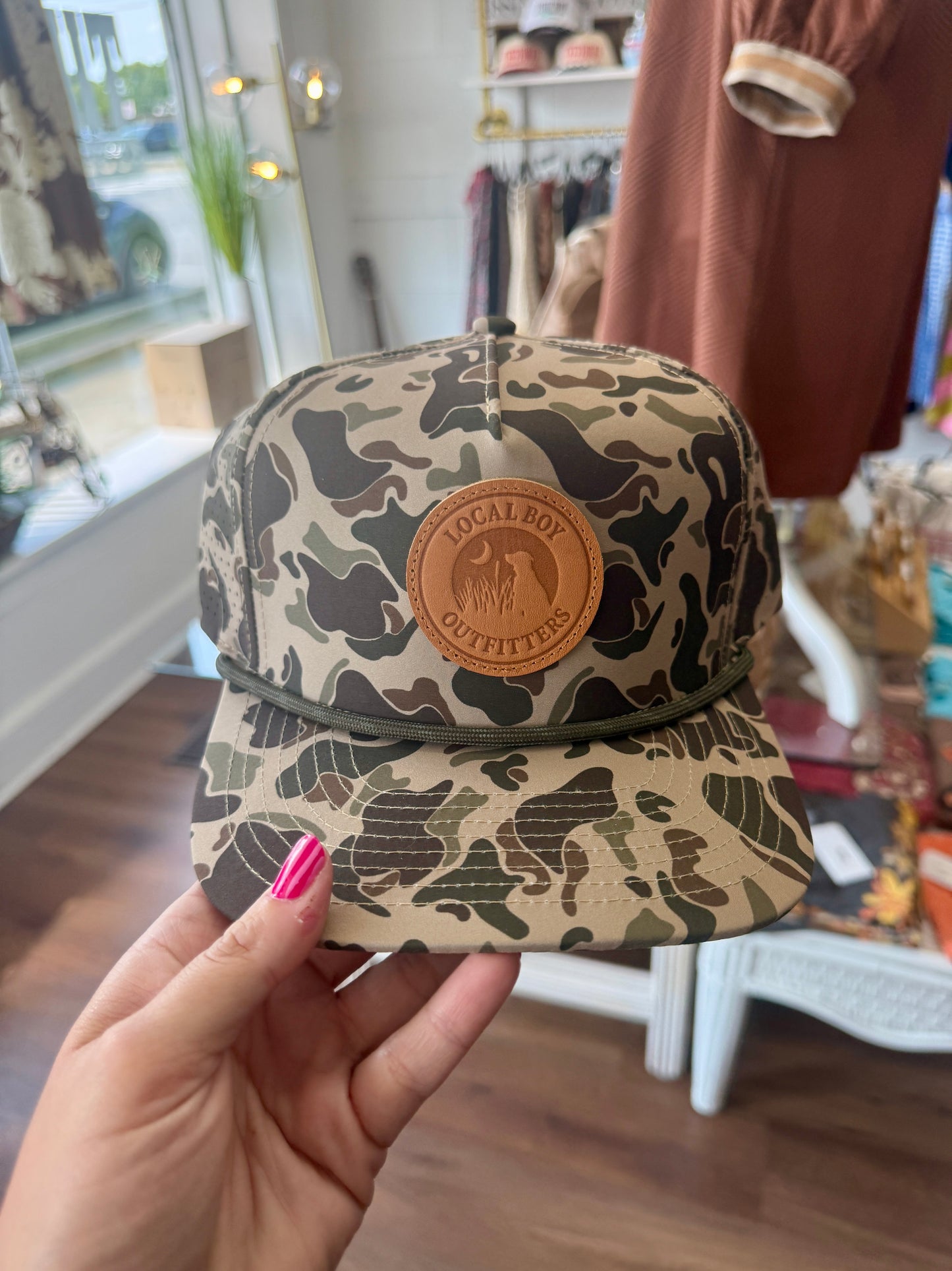 Local Boy Leather Patch Perf Rope Hat