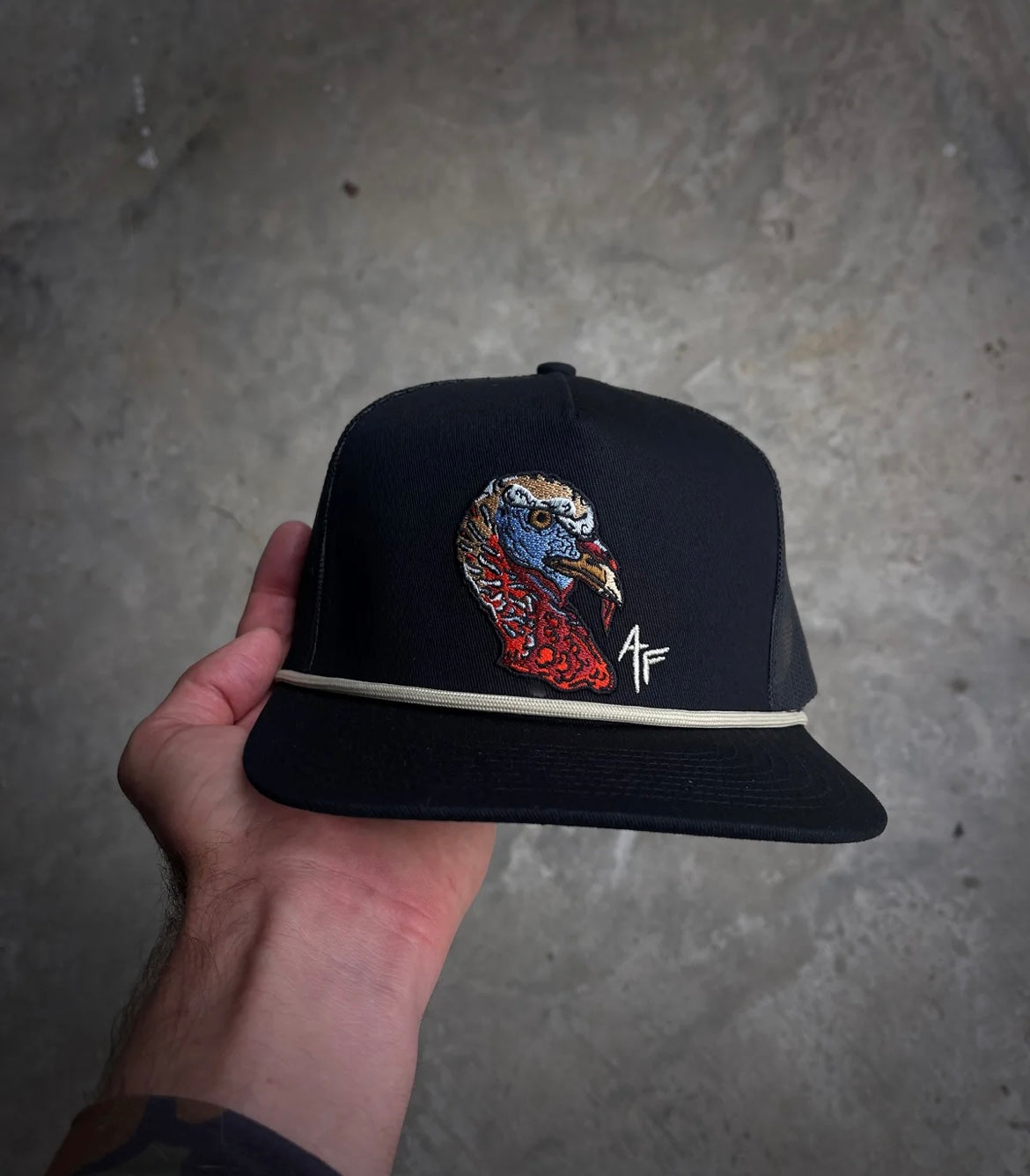 American Fetcher Turkey Head - All Black Rope Hat
