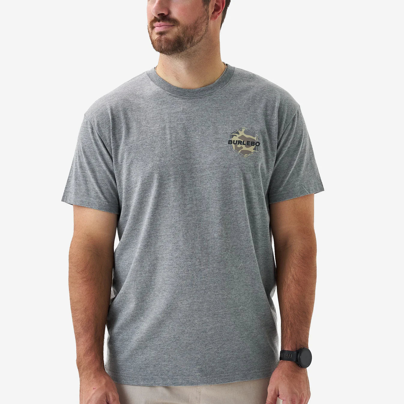 Burlebo Short Sleeve Tee - Rad Dad Deer Camo - Dark Heather Grey