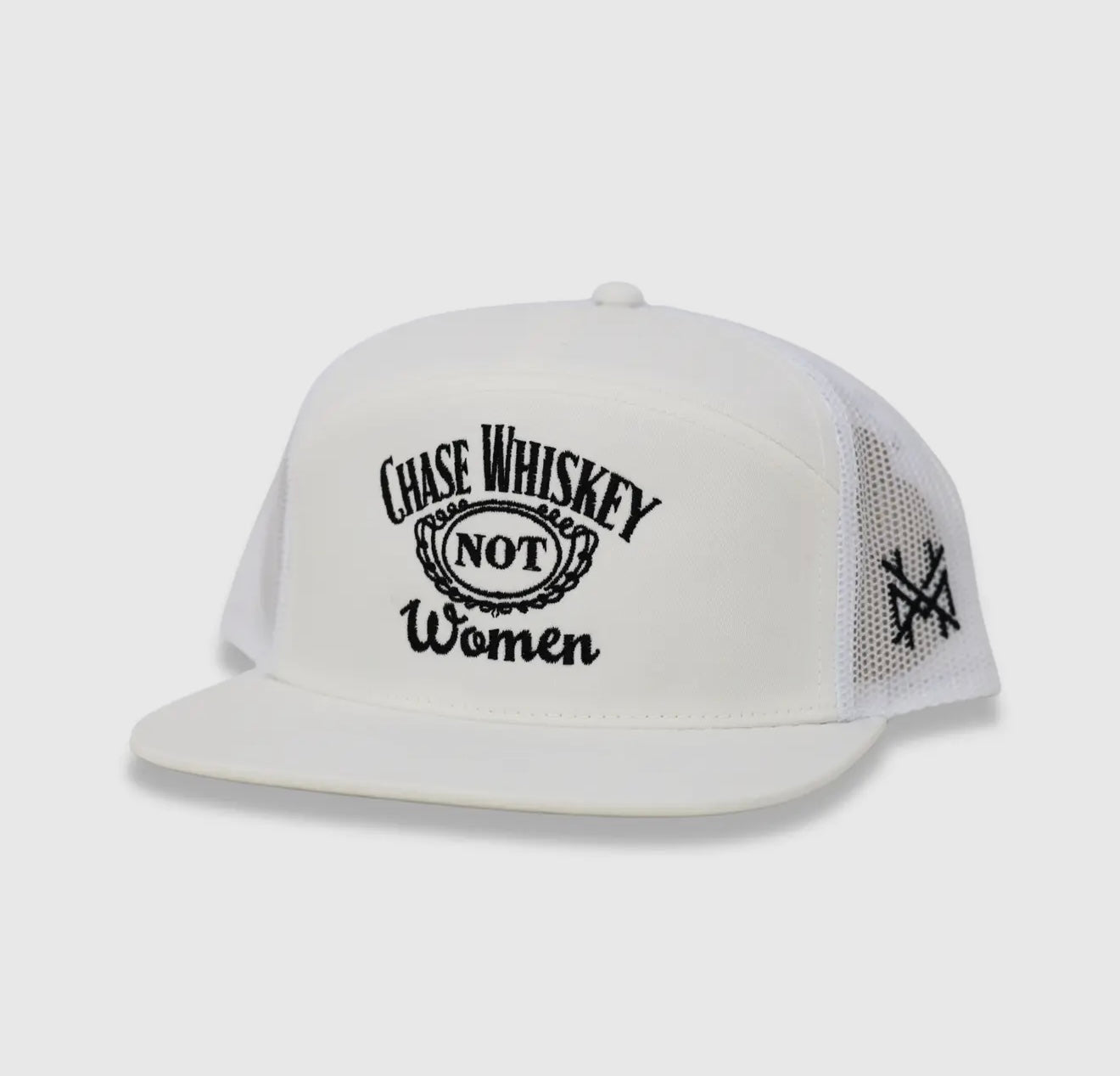 Mad Hatter Chase Whiskey Not Women Trucker Hat