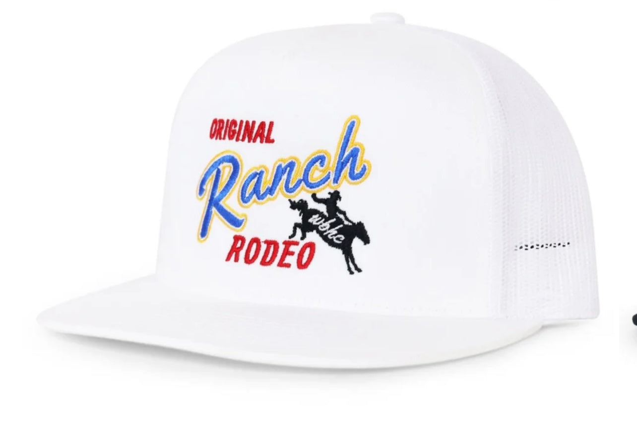 Whiskey Bent Ranch Rodeo Trucker Hat WHITE