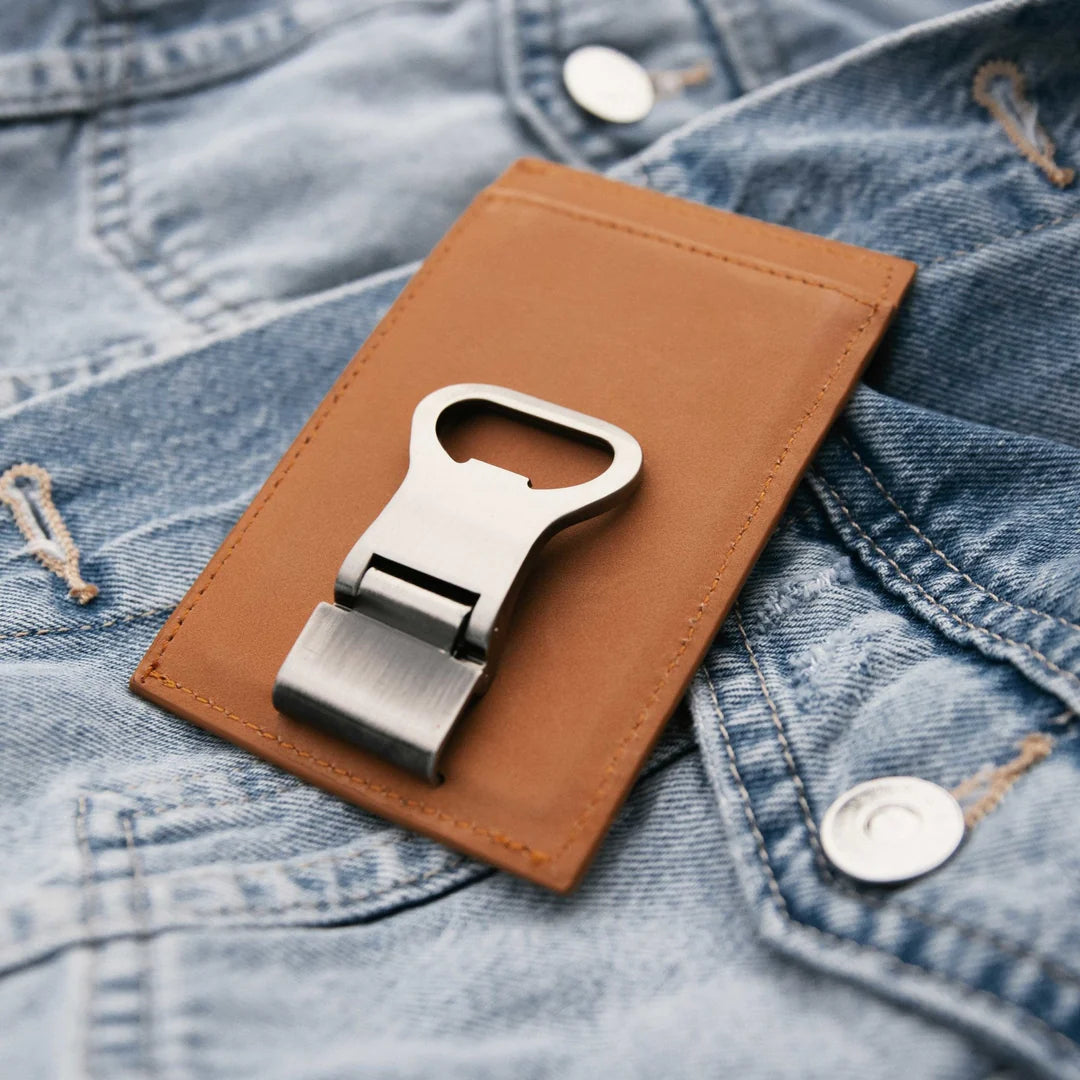 Old South Leather Money Clip with Bottle Opener