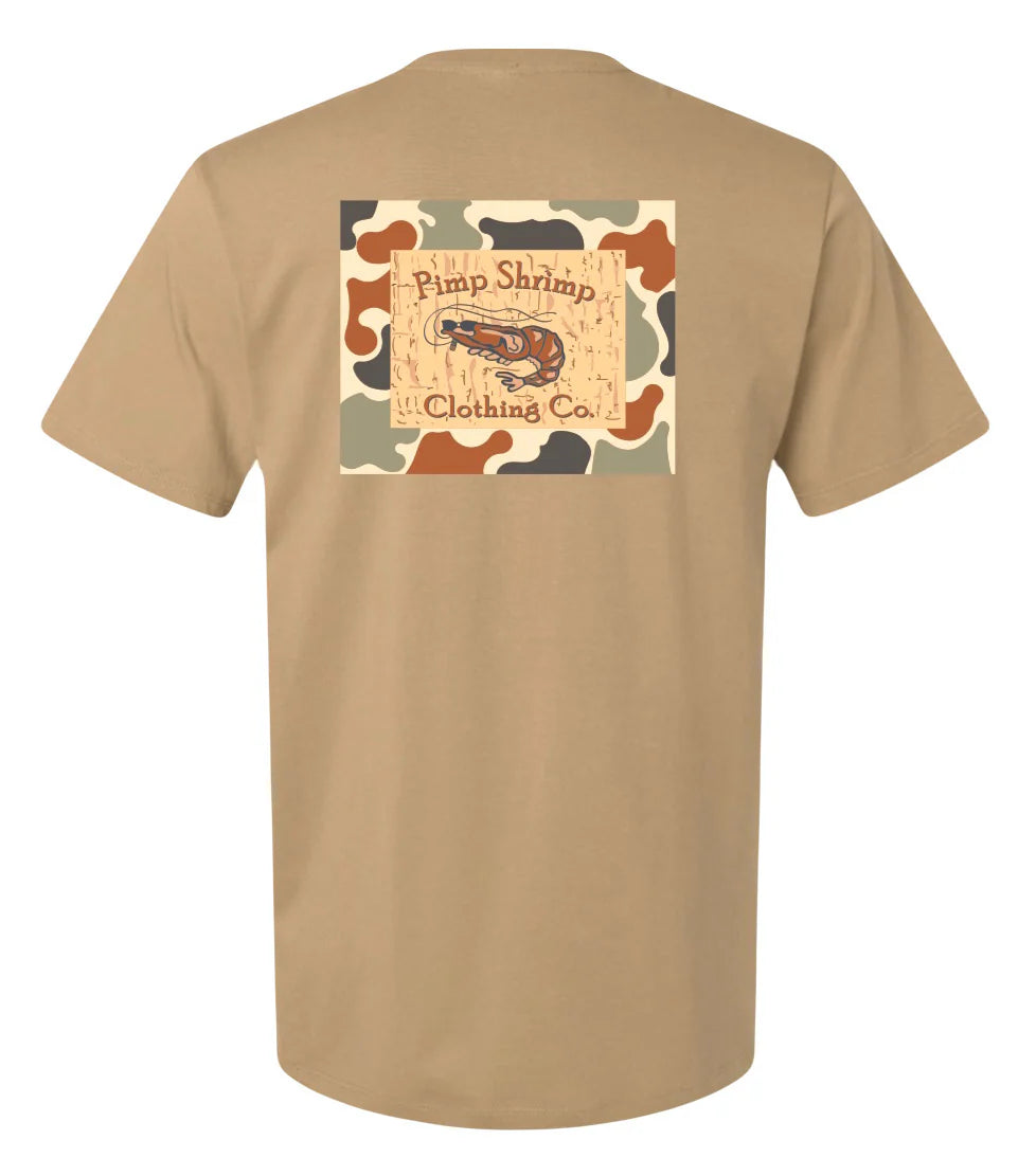 Pimp Shrimp Short Sleeve Camo-Back Pocketed T-Shirt