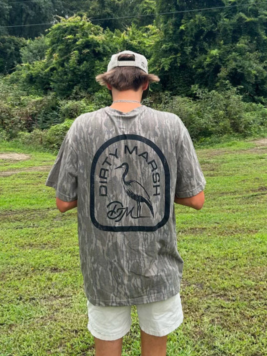Dirty Marsh Backshore Logo Tee | Washed Out Mossy Oak® Bottomland Camo