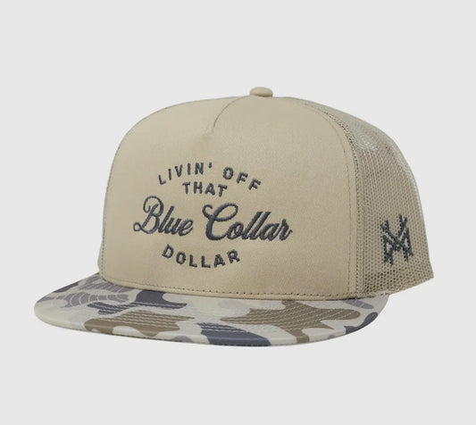 Mad Hatter Blue Collar Dollar Flat Bill Hat