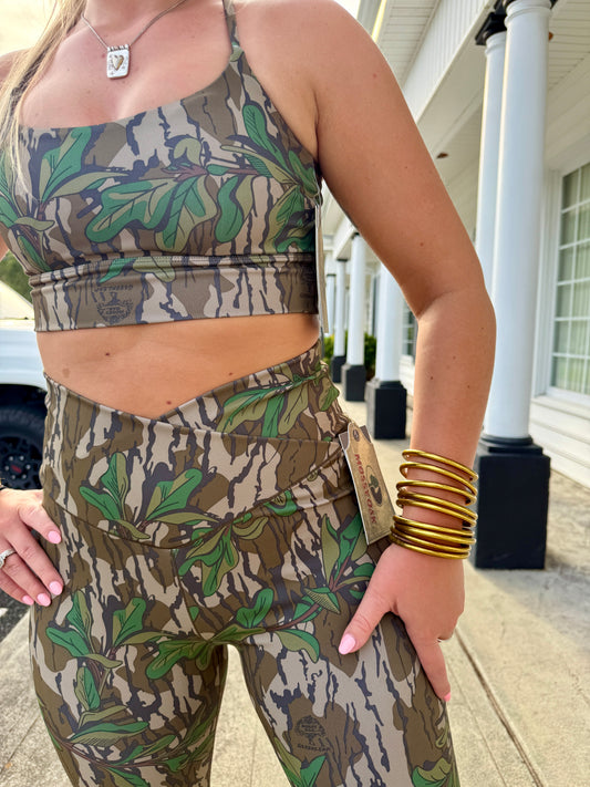 Local Girl Green Leaf Flare Leggings