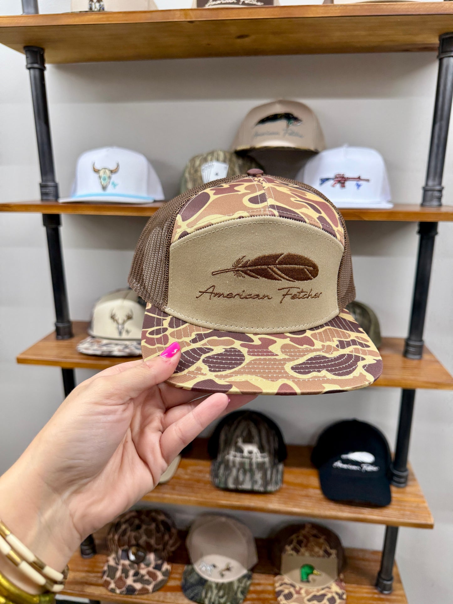 American Fetcher Classic Feather- Duck Camo Hat