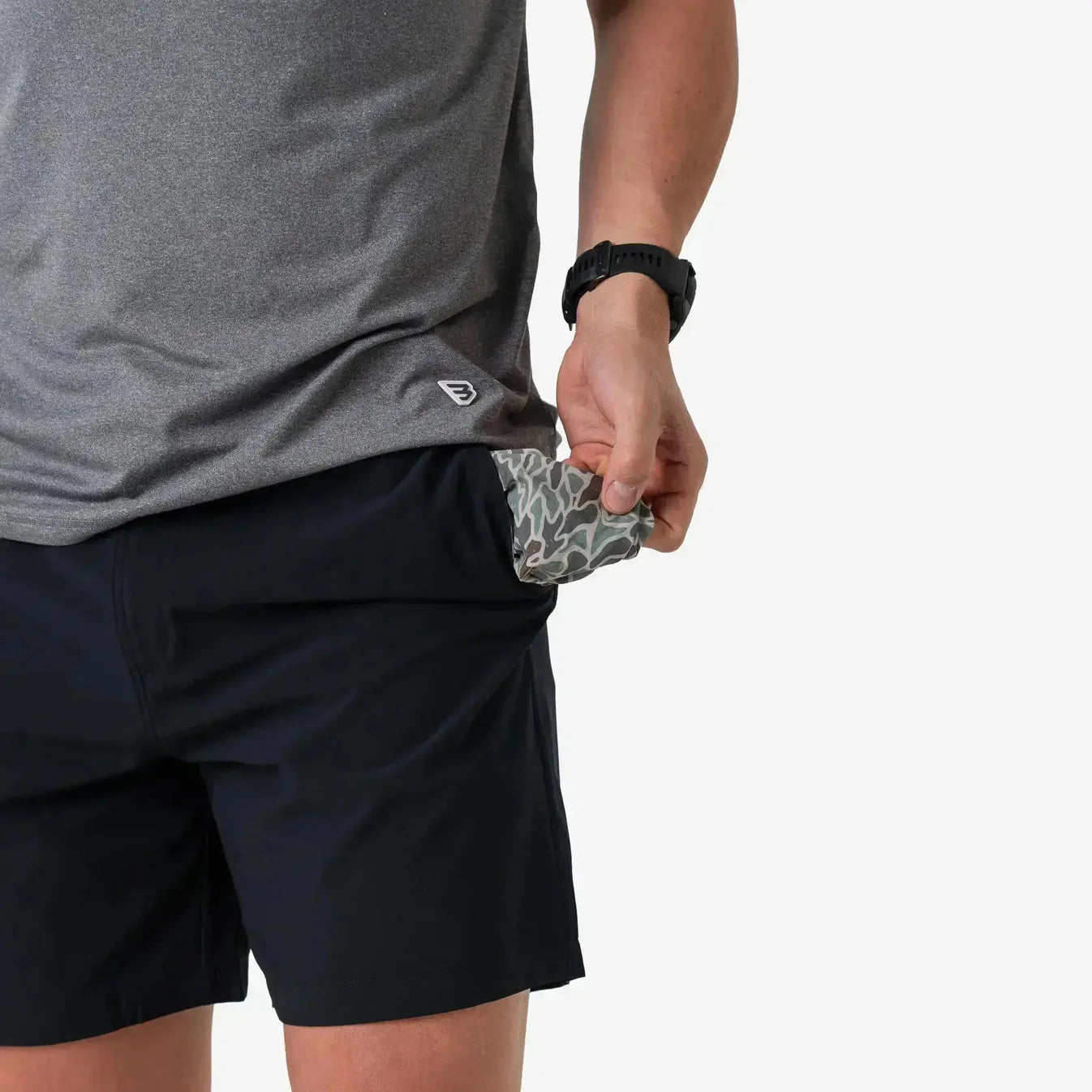 Burlebo Everyday Short - Matte Black - Retro Duck Camo Pocket
