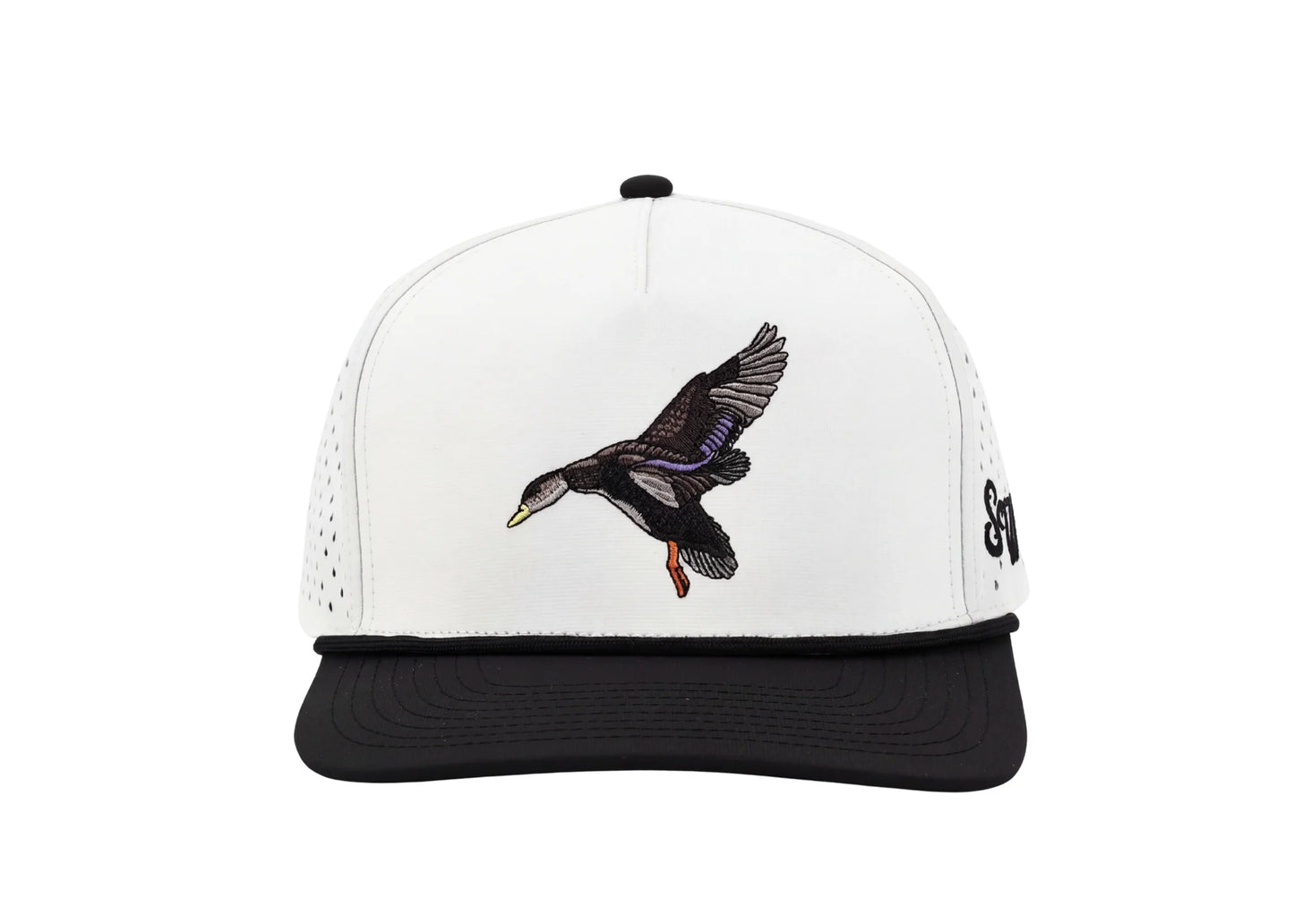 Shallow Water Black Duck Performance Hat- White/Black