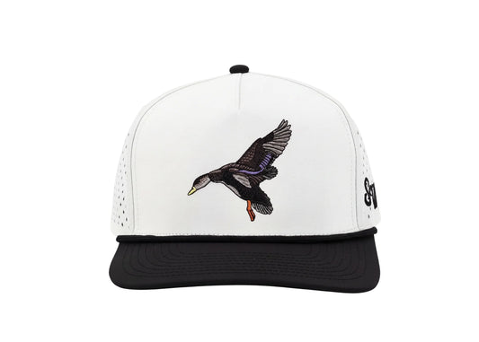 Shallow Water Black Duck Performance Hat- White/Black