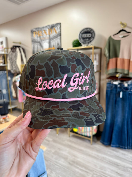 Local Girl Cursive Charm Rope Hat