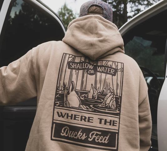 Shallow Water Where the Ducks Feed Hoodie | Khaki