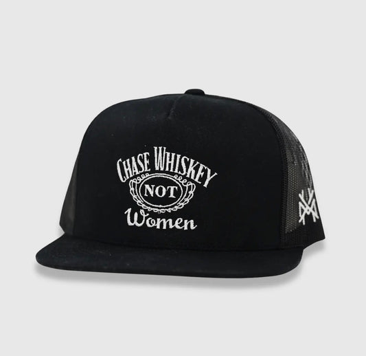 Mad Hatter Chase Whiskey Not Women Trucker Hat