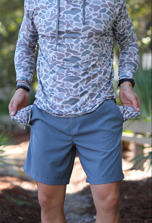 Burlebo Everyday Shorts - River Rock Grey - Deer Camo Pockets