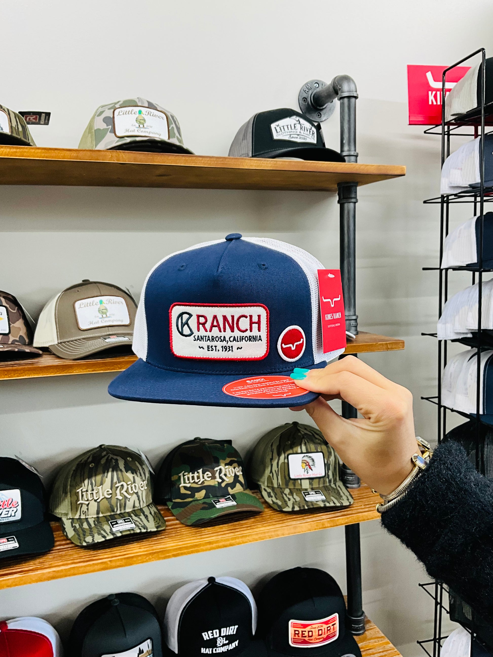 Kimes Ranch Hat Model Kimes Ranch Navy Trucker Hat – Tilley Outfitters